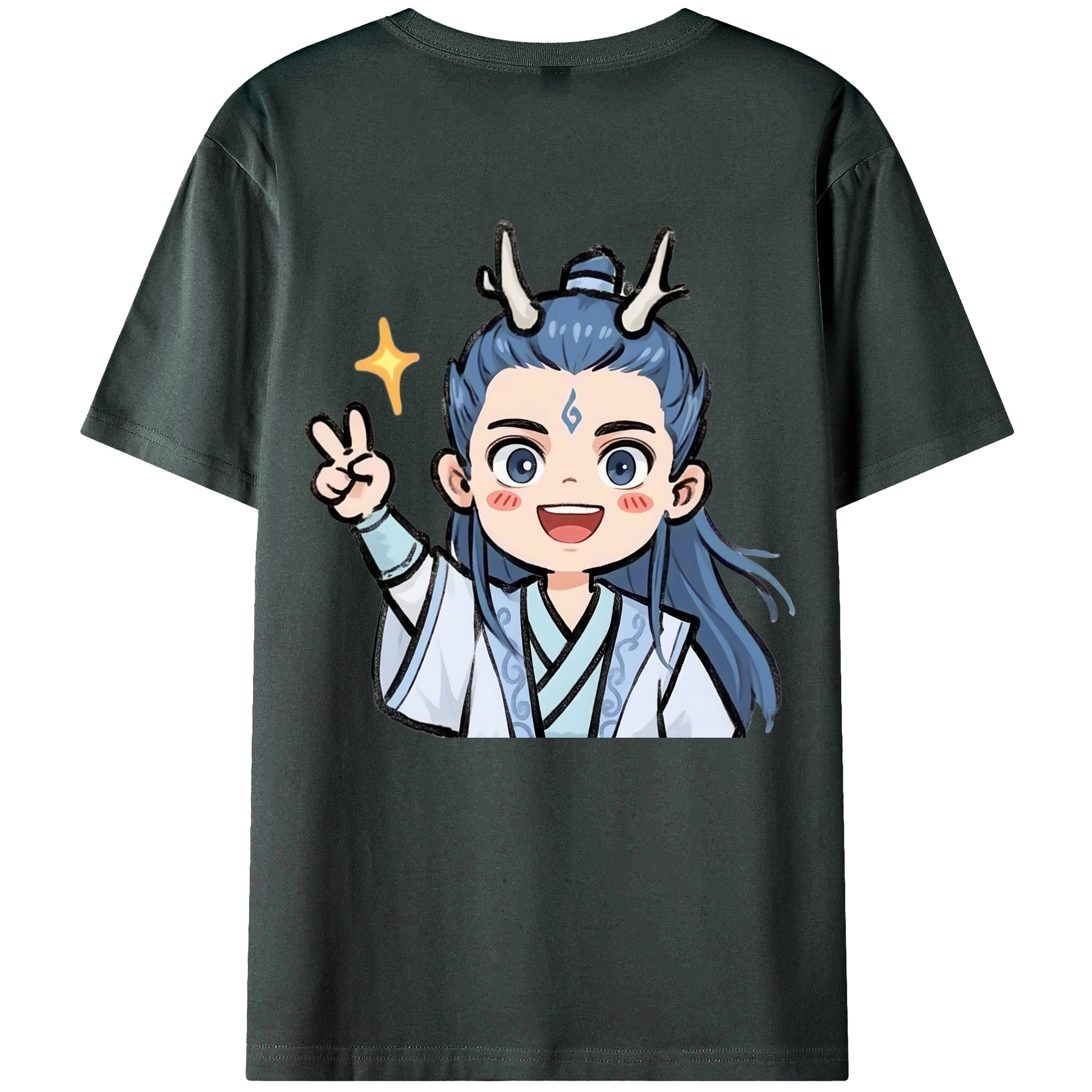 （画像用） Ne Zha 2 ナタ 魔童の大暴れ 綿100％ メンズ半袖Tシャツ（バックプリント） 通気性